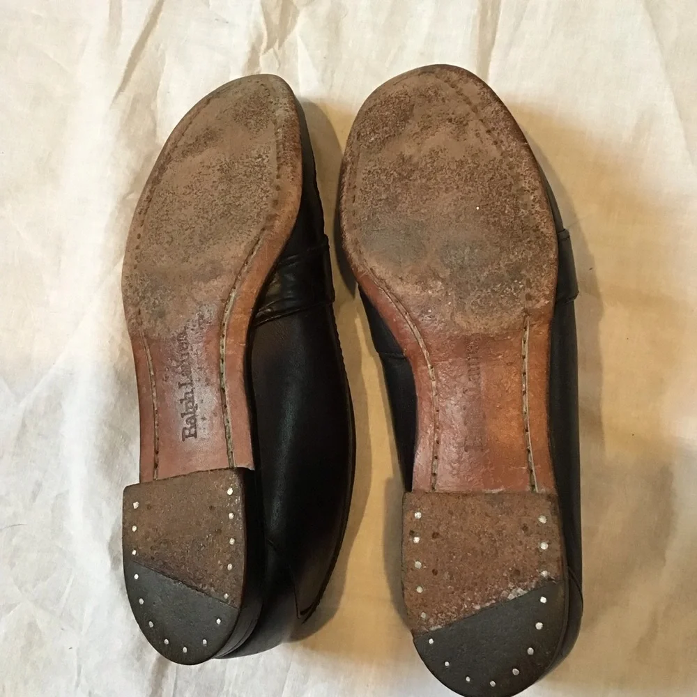 Vintage Ralph Lauren Black Leather Loafers Gold Crest Benchmade in Maine USA 8.5
